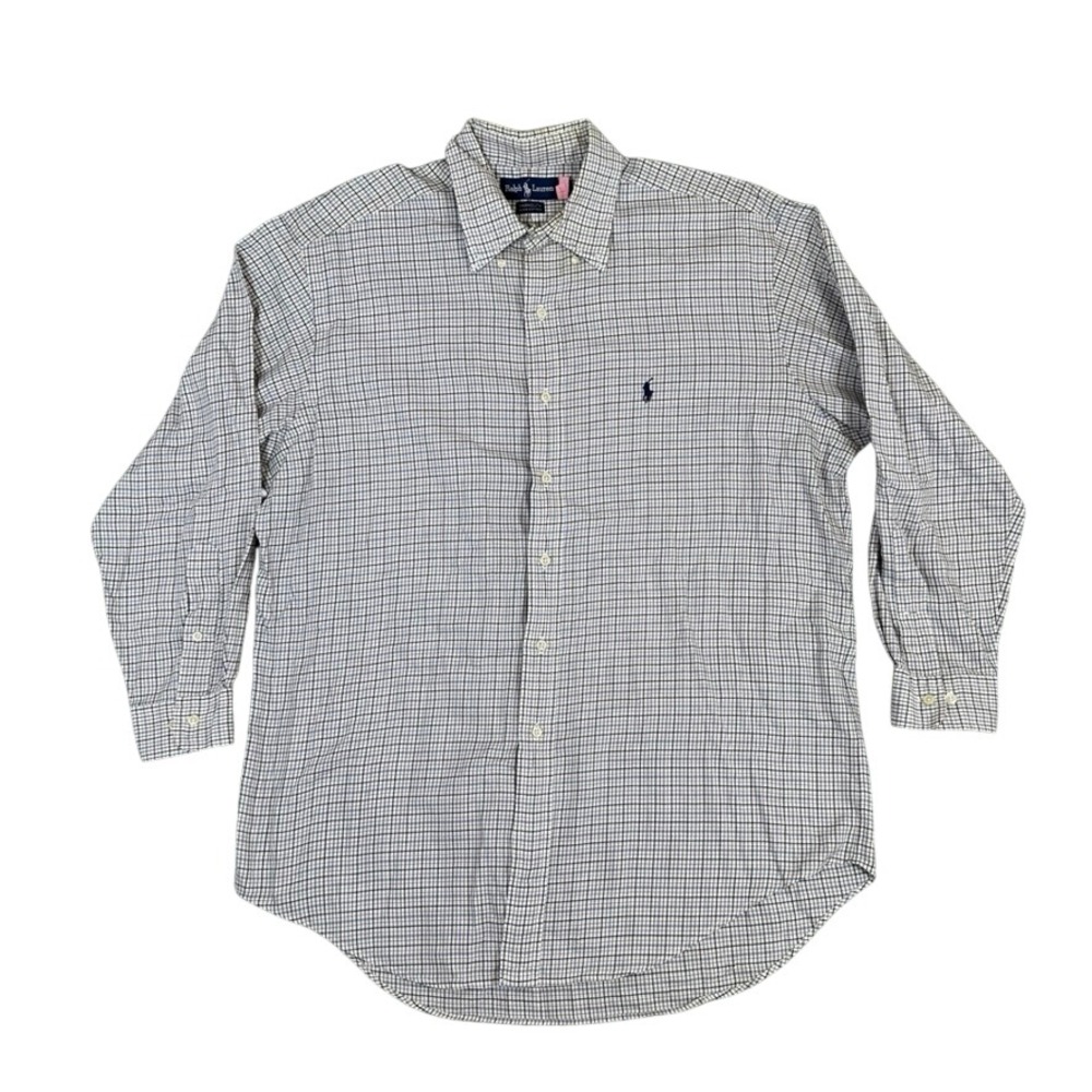 Ralph Lauren Yarmouth Mens 17.5 34/35 Tattersall Check Cotton Button Down Shirt